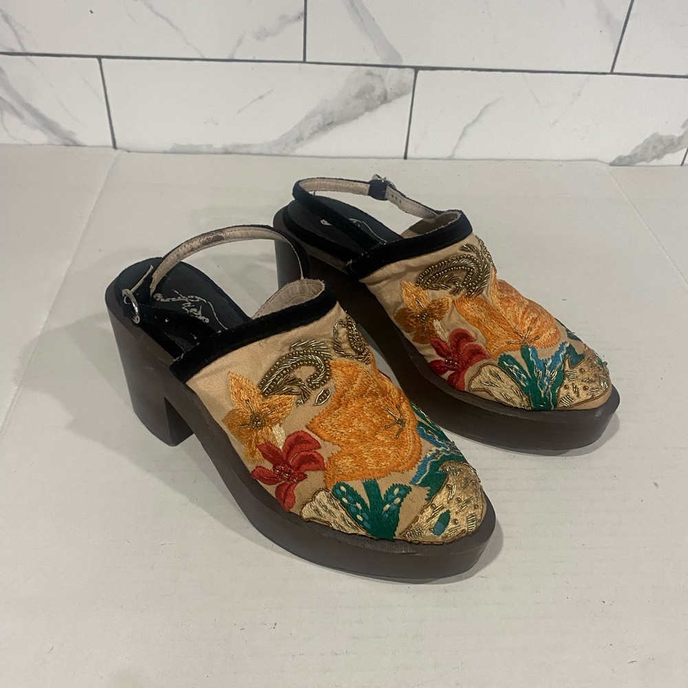 Free People Cosmic Storm Embroidered Clogs